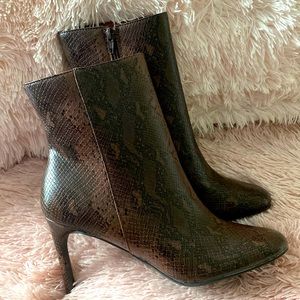Brown Snakeskin Print Booties